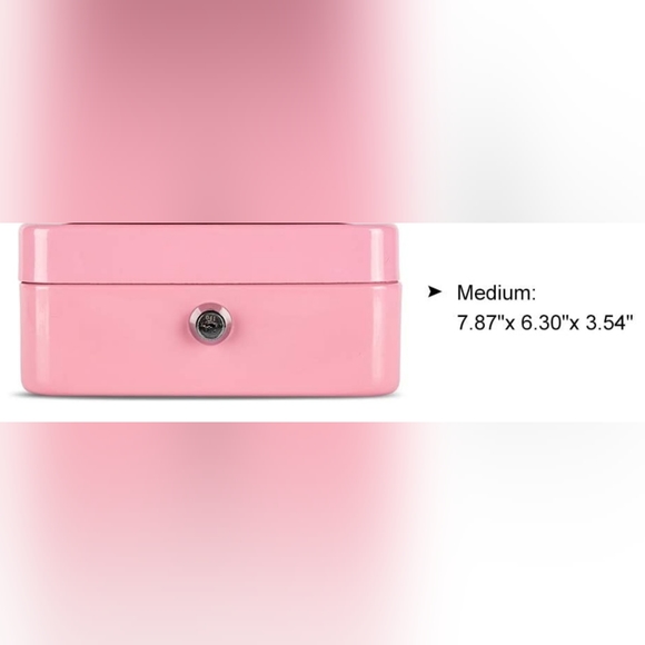 Durable Steel Pink Medium Lock Cash Box With Cash Drawer and a Set Of Lock Keys - Picture 8 of 8